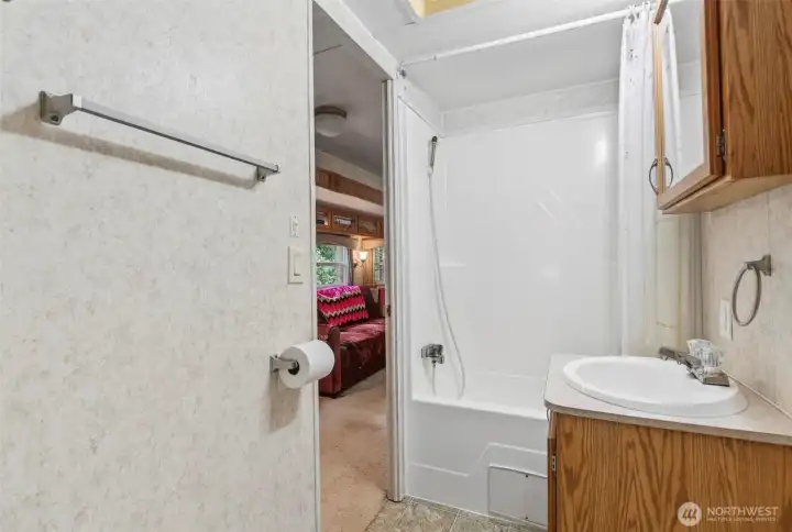 Full tub, handheld shower head