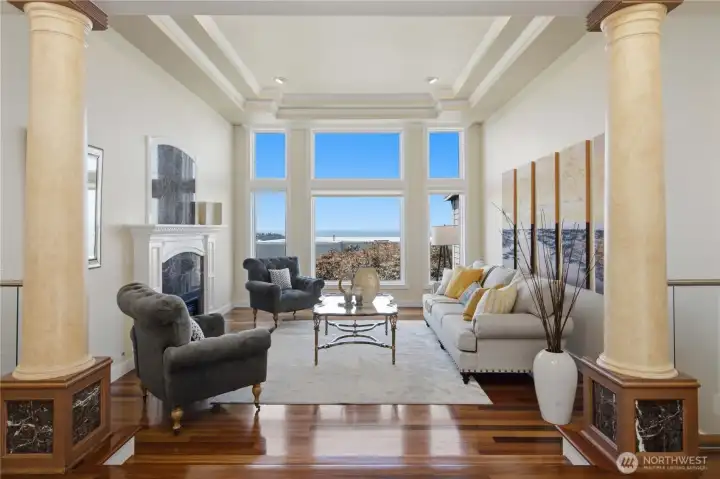 Living room with picturesque windows. Living room with picturesque windows.