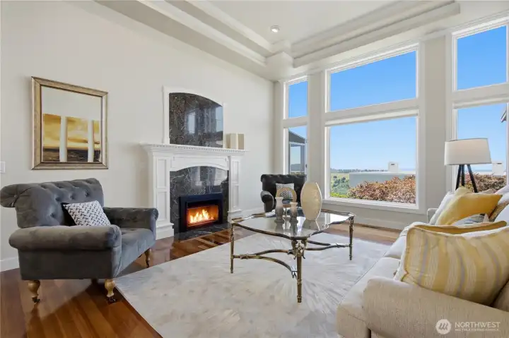 Formal living room with gas fireplace. Formal living room with gas fireplace.
