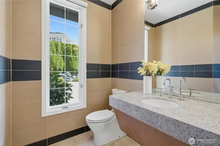Powder room on main level. Powder room on main level.