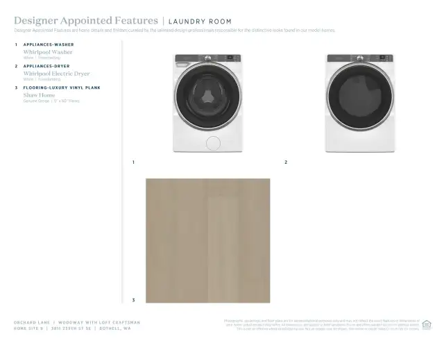 Designer Appointed Features selected for Orchard Lane 9. All materials subject to change based on availability and production variables.