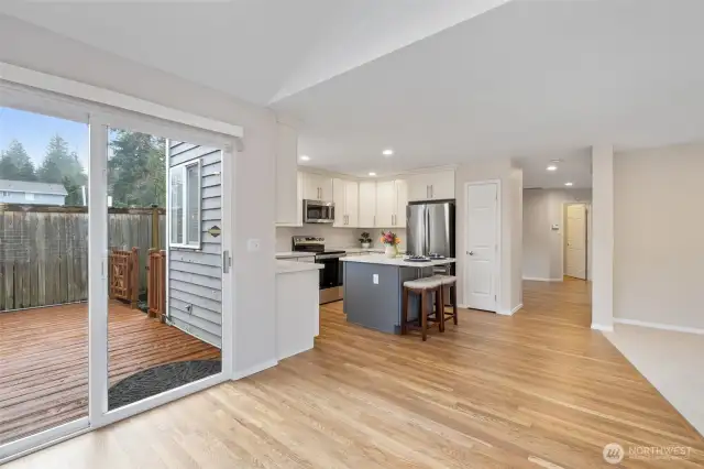 Breakfast nook with access to large back deck