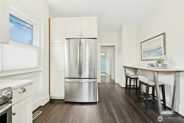 A breakfast counter was added so that guests and family can be in the kitchen when preparing meals.