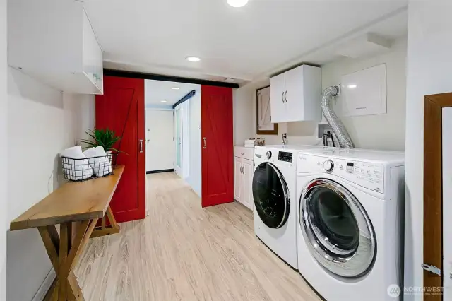 Laundry room, guest quarters, storage and utility room.