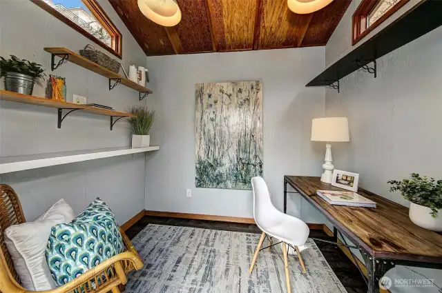 Inside you will find a place to store your gardening tools or convert to an office or workout studio.