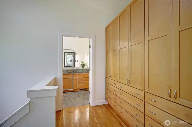 Creative storage space located on in the upstairs hallway