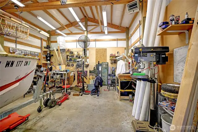 Great work space in the 19x30 detached shop.  The shop is heated and is wired with Cat 5 cables which could be easily converted into a dedicated office space.