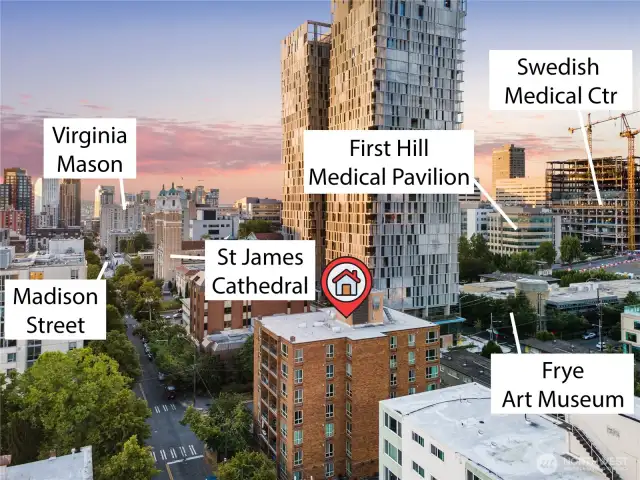 Walk to Frye ArtMuseum, Swedish, Virginia Mason, Harborview and more