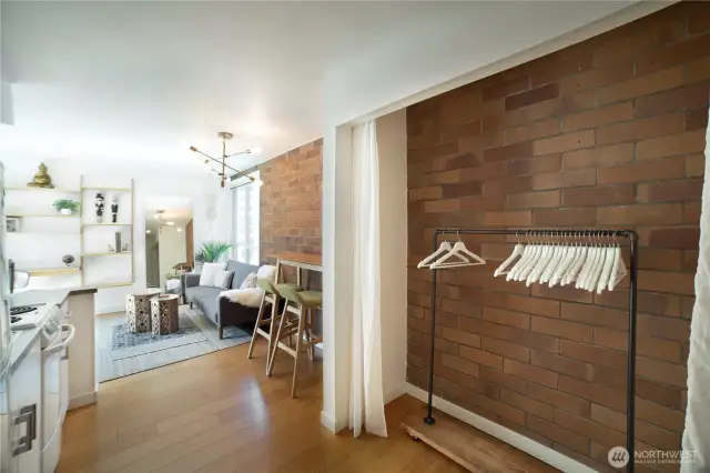 Exposed brick walls throughout