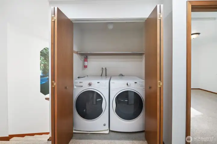 Laundry conveniently located on the upper floor, where the dirty laundry is! Washer and dryer are included
