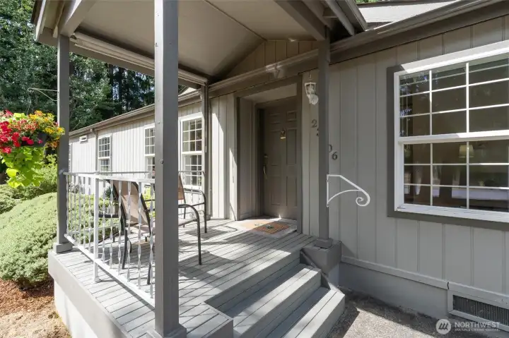 Covered front entrance of main home