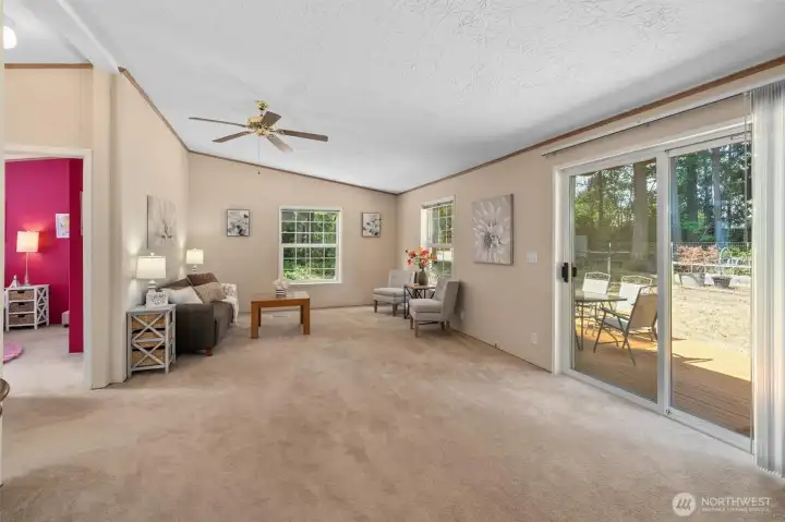 Sliding door leads out the deck