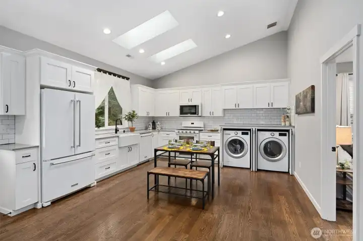 ADU hidden laundry area located in kitchen