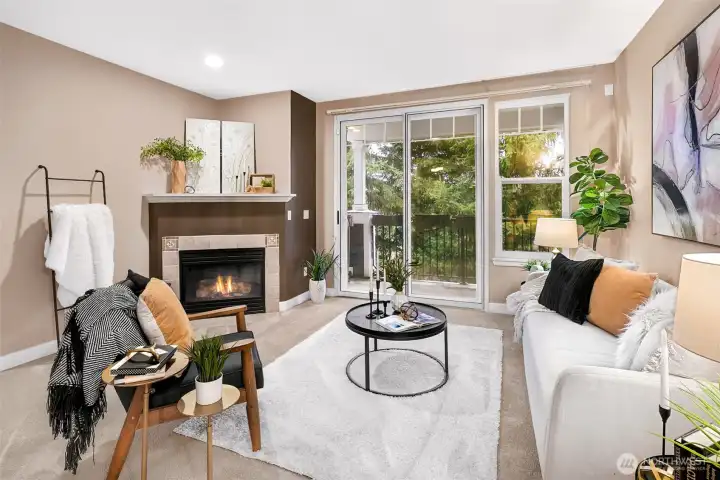 Open living room that flows into the dining room.