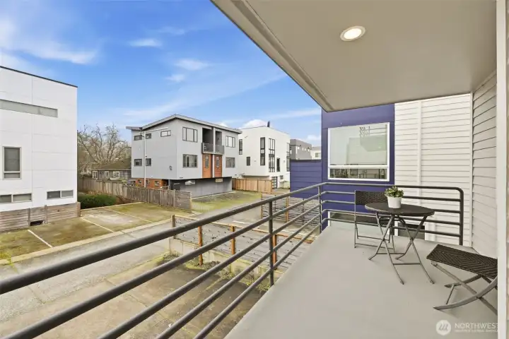 Roomy covered deck is a great spot to relax.