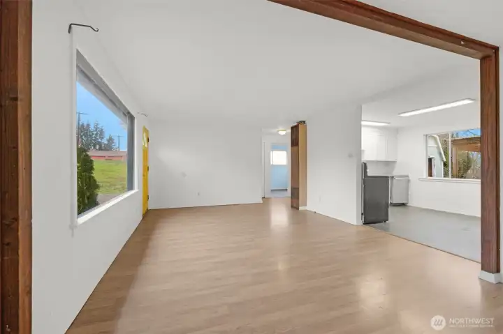 Main room looking back towards kitchen