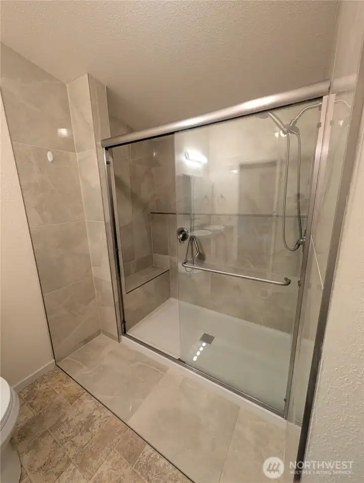 Big new walk-in shower for easy in/out accessability.