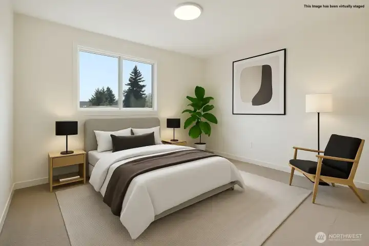 Unit #B bedroom #1 staged