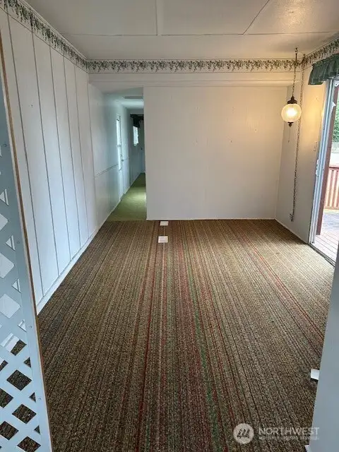 Enter the home via the single wide living area.