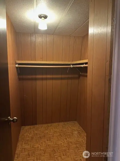 The bedroom has a huge walk in closet!