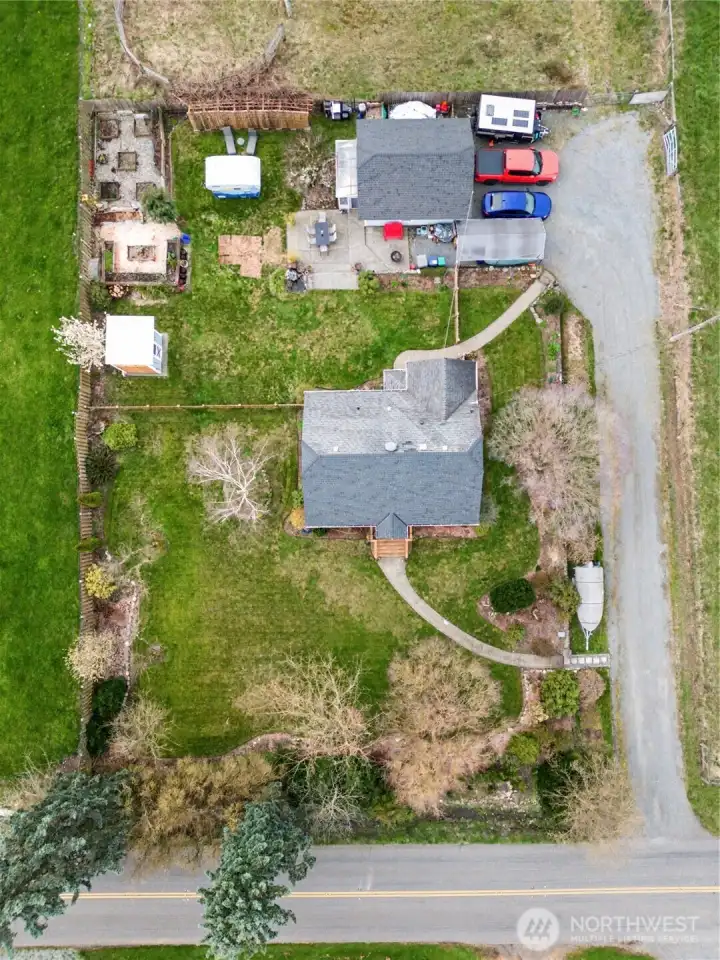 Aerial view showcases all this property has to offer.