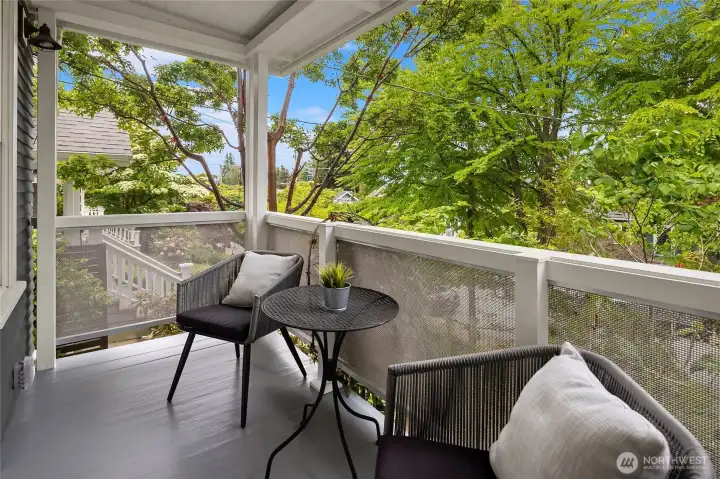 Lovely balcony off the living room overlooks this storybook street. Lovely balcony off the living room overlooks this storybook street.