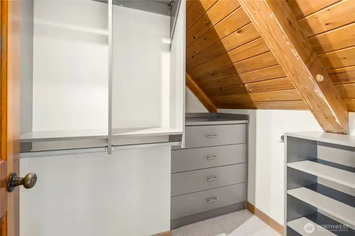Walk-in primary closet. Walk-in primary closet.