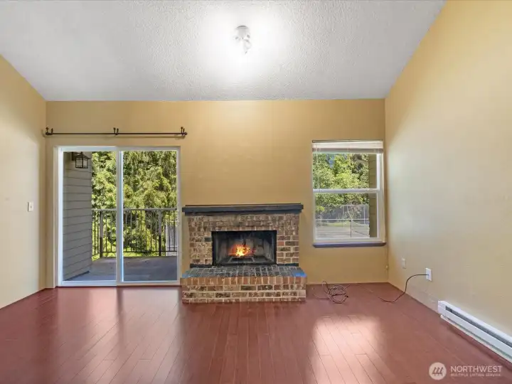 Wood burning fireplace