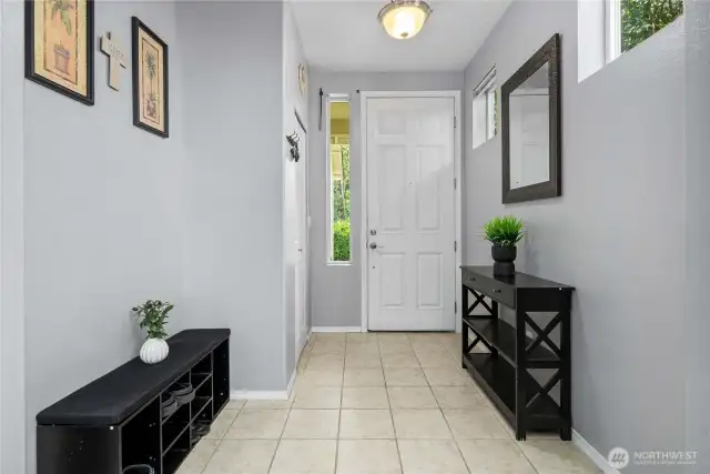 Titled entry with coat closet
