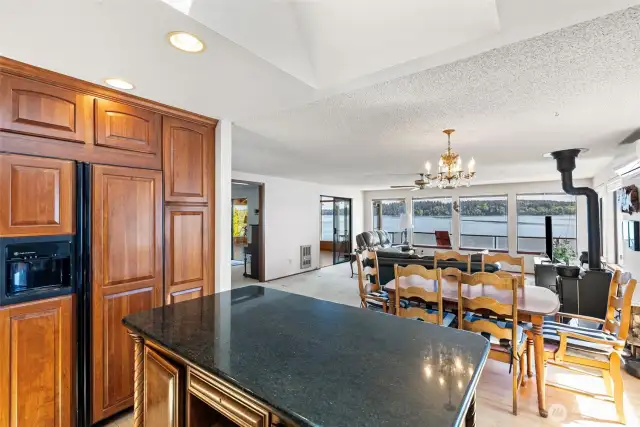 Open concept looking over the dining room and living room