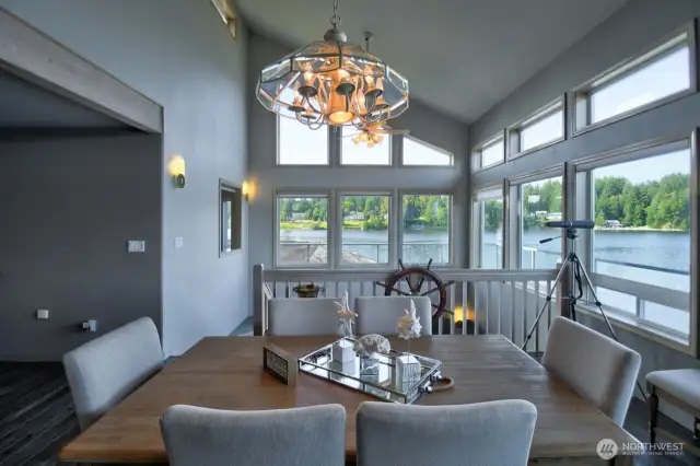 charming waterfront dining with vaulted ceilings, nautical accents and panoramic views that elevate every mean and moment