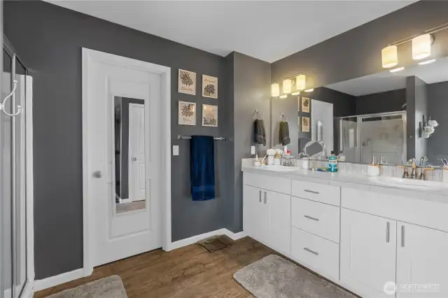 The primary five-piece bathroom.