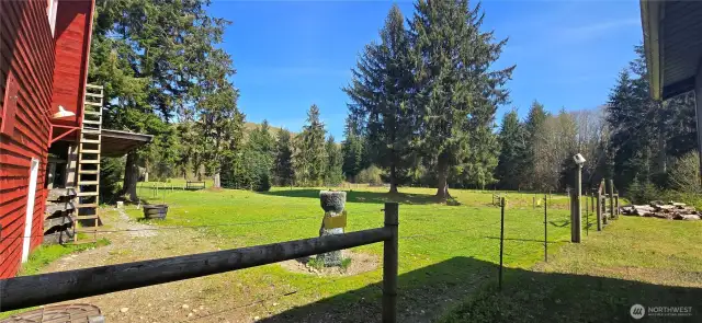 Pasture behind barn