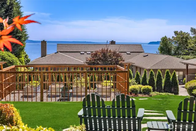 Enjoy Mount Rainier and garden vista from the sunny entry gardens.