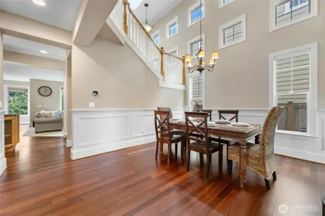 Formal Dining Room with Soaring Vaulted Ceiling