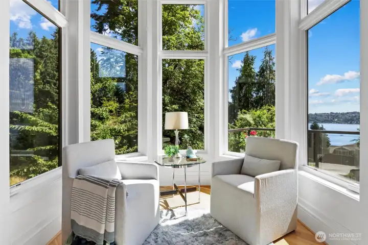 Charming seating alcove with bay window