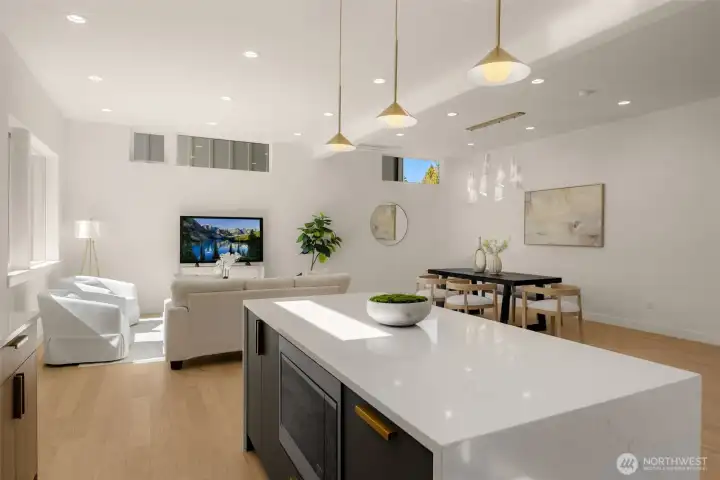 Oversized island, perfect for cooking + gathering.