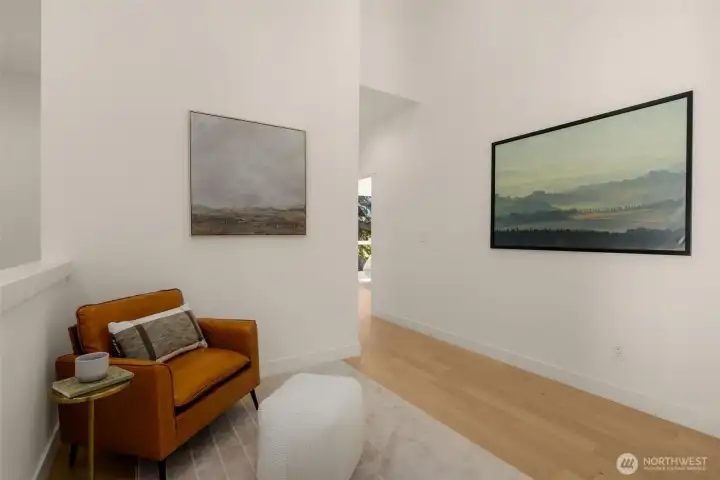 Lounge/flex space with modern finishes.