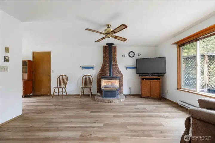 Living Room flows nicely to kitchen and dining area