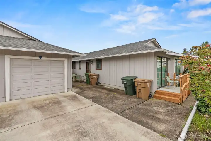 Looking at Unit 3 from the driveway.