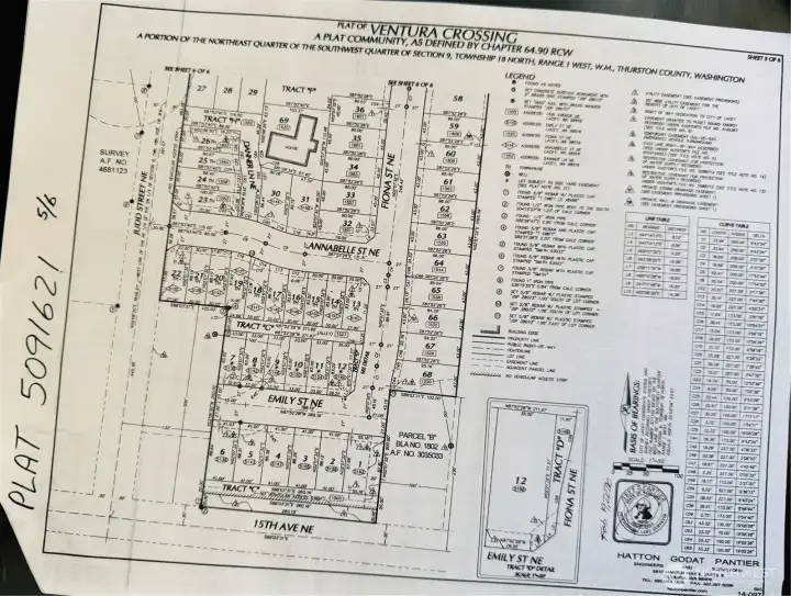 Plat of Ventura Crossing. Lot 69 is the house