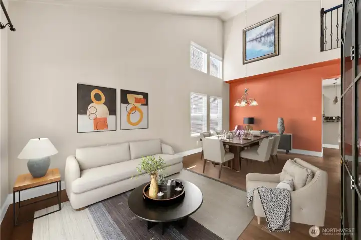 Living and dining. Virtually staged. Living and dining. Virtually staged.