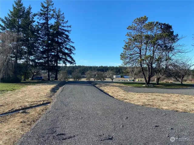 Looking west towards North Beach Road. Port of Orcas Park and Orcas Island Airport in background. Lot 4 on left, Lot 1 on right.