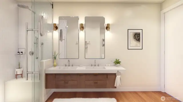 **This is not a real photo. This is the upstairs "second primary " bathroom reimagined.