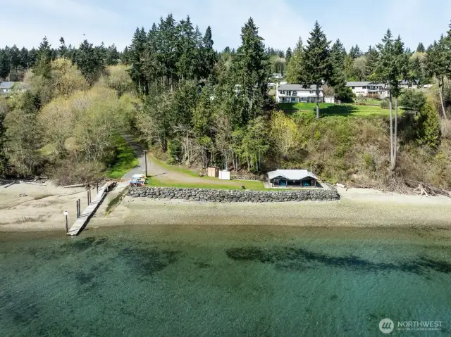 Private community dock, beach, cabana, and kayak storage.