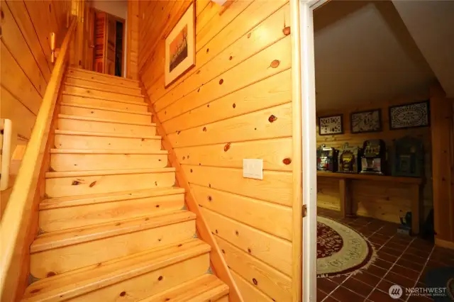 Stairs to the games room and bar