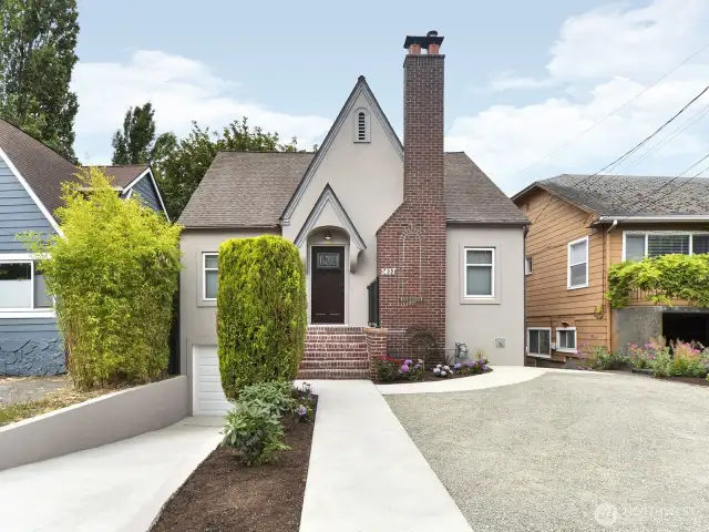 Curb appeal, with new concrete driveway and walkway.