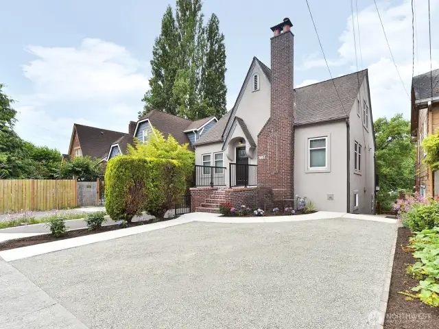 Low maintenance yard and gravel area for parking.