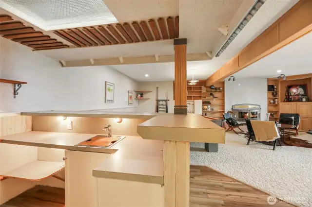 Lit wet bar with sink