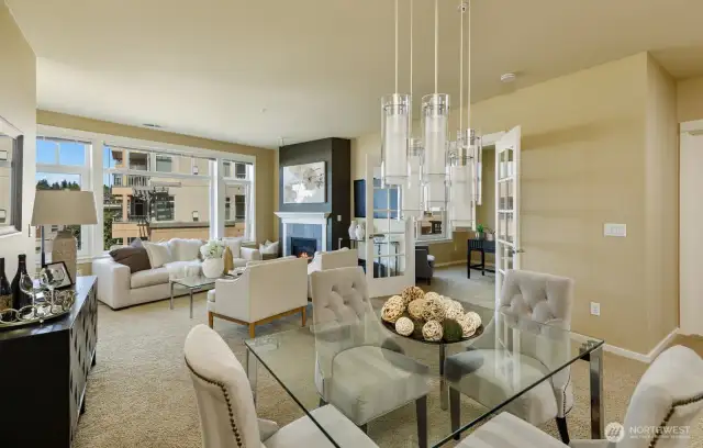 Main living area boasts french doors & lots of natural light